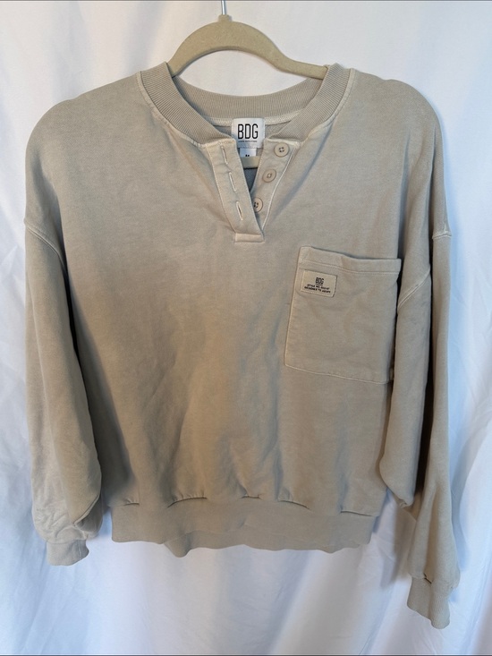 BDG Jackets & Blazers - BDG Women's Light Beige Crewneck Henley with Chest Pocket